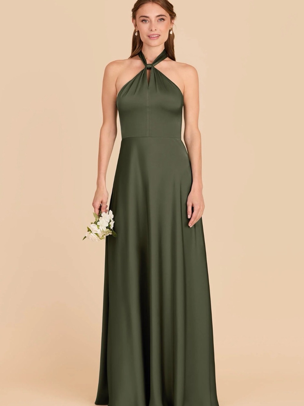 Birdy Grey Olive Halter Satin Dress